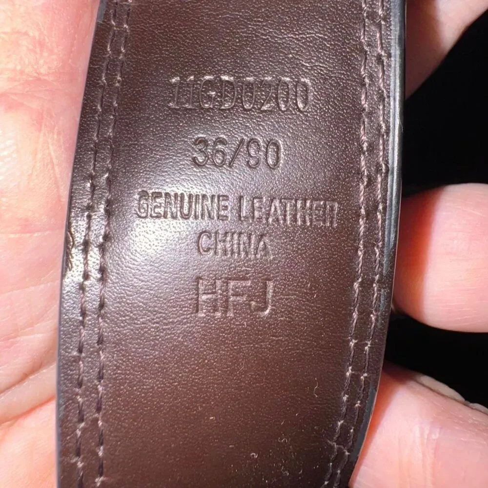 Men’s Size 36 Genuine Leather Reversible Black Brown Belt Silver Buckle